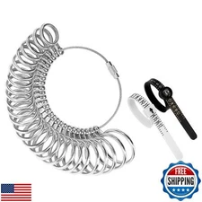 TUNQISM Ring Sizer Measuring Tool Kit, 27 PCS Stainless Steel Measuring Ring 