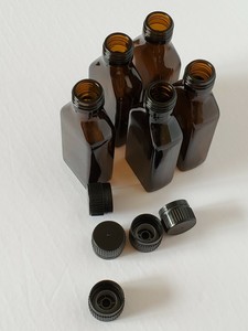 Download Lot Of 5 100 Ml Amber Glass Bottles With Orifice Restrictor Caps Ebay