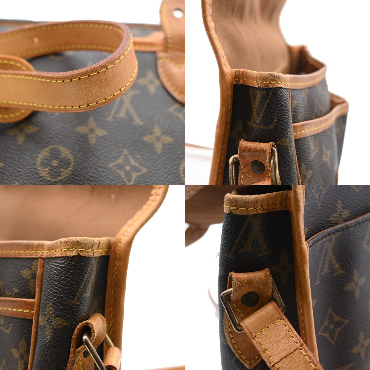 LOUIS VUITTON Gibeciere MM Shoulder Bag Monogram Leather Brown 