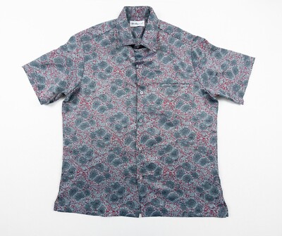 Vintage Tori Richard Shirt Mens Large Gray Hawaiian Button Down Floral  Adult