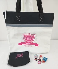 Perfectly Posh Prep Academy Shoulder Tote and 7 Souvenir Lapel Pins 2017