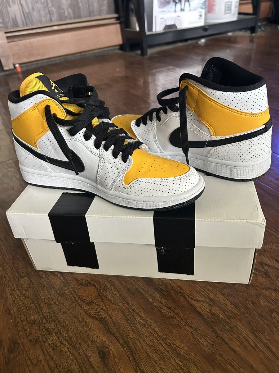 Wmns Air Jordan 1 Mid 'Perforated - White University Gold Wmns Air Jordan 1 Mid 'Perforated - White University Gold