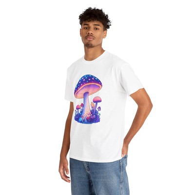 Neon Mushroom T-Shirt - Trippy Fungi Tee, Psychedelic Nature Art