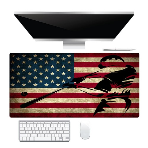 Retro American Flag Mouse Pad Baseball Desk Mat for Keyboard and Mouse Desk Pad - Picture 6 of 6