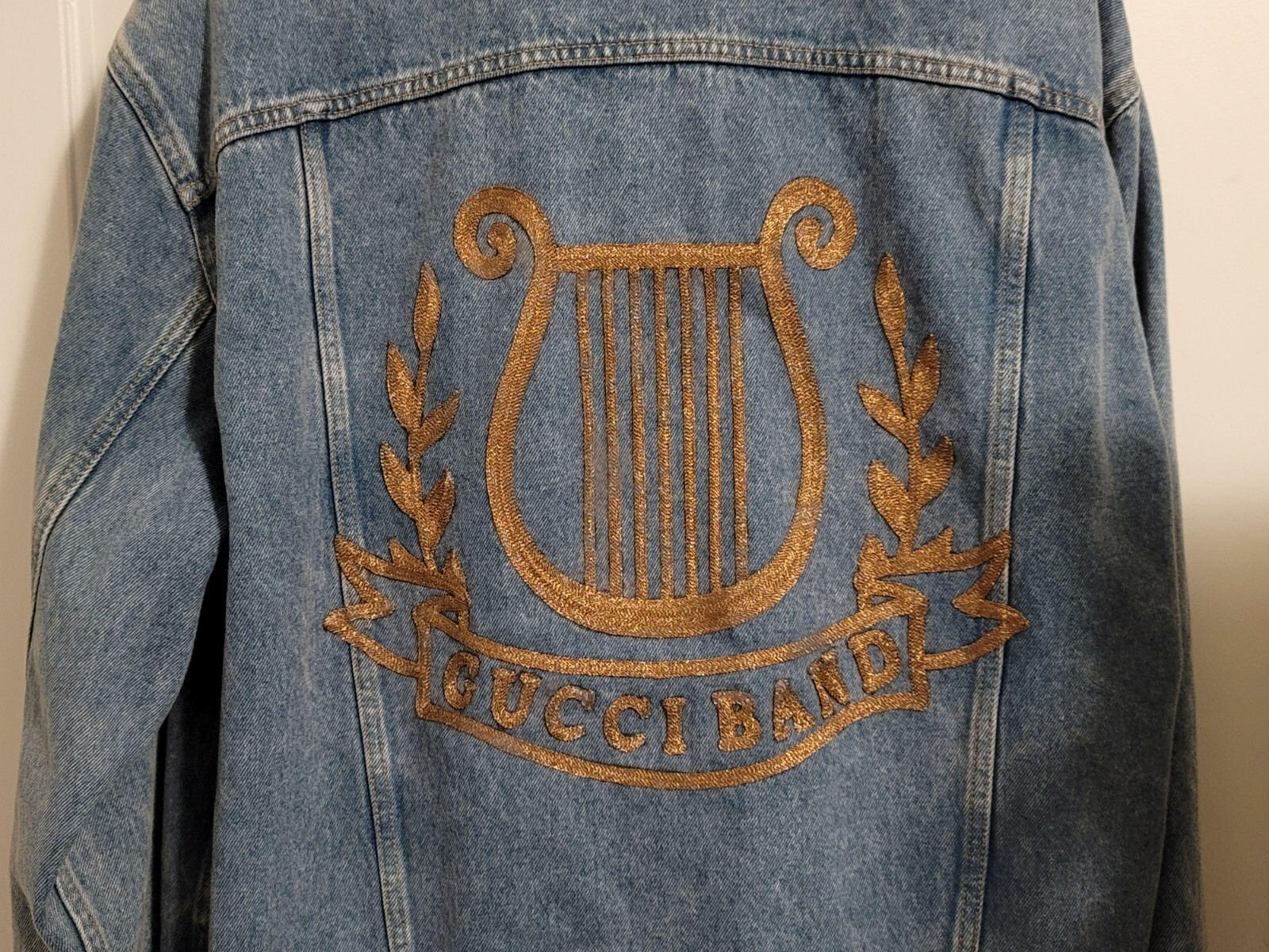 GUCCI  sz IT 48 US M Mens Gucci Band Harp Embroidered Denim Jacket RRP 3200 image 7