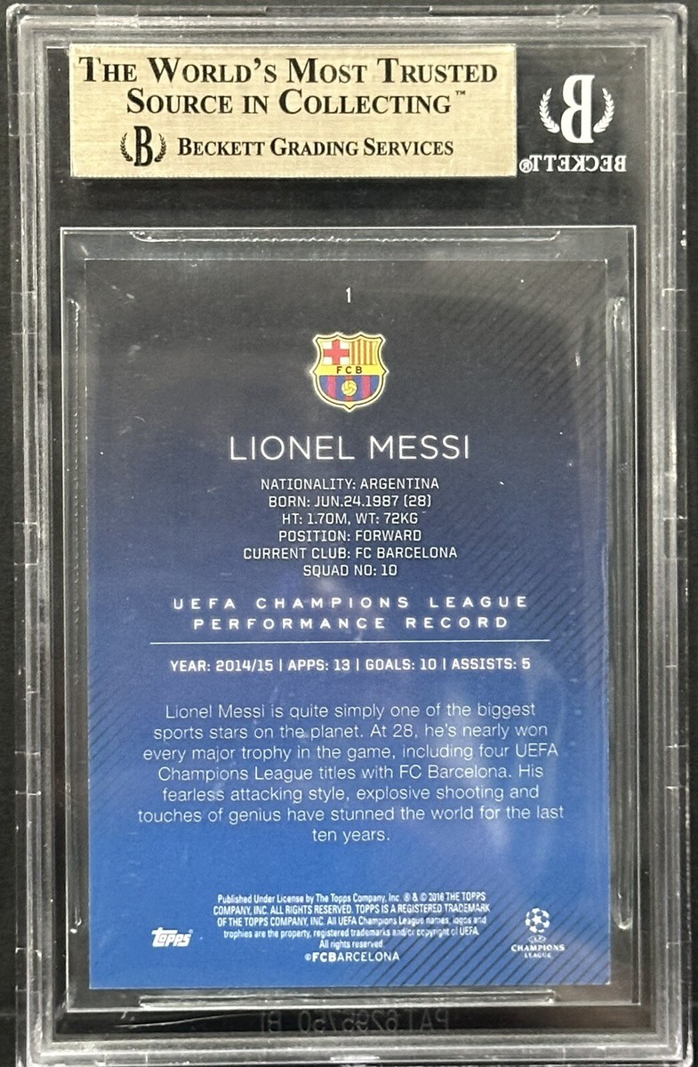 2015-16 Topps UEFA Champion League Showcase #1 Lionel Messi Gold