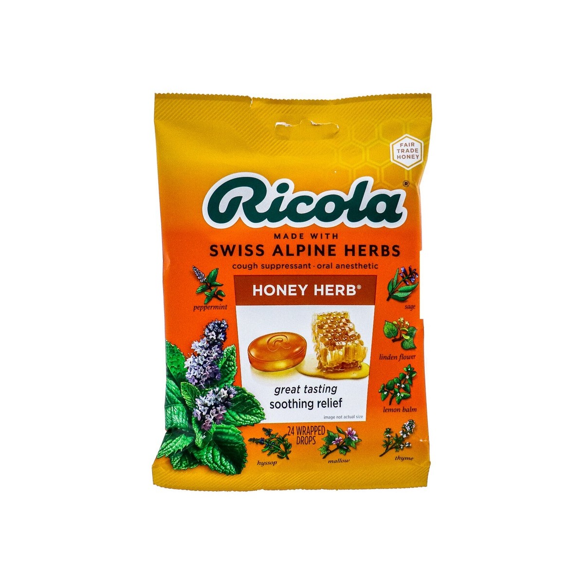 Ricola Swiss Alpine Herbs HONEY HERB Lozenges Cough Suppressant 24