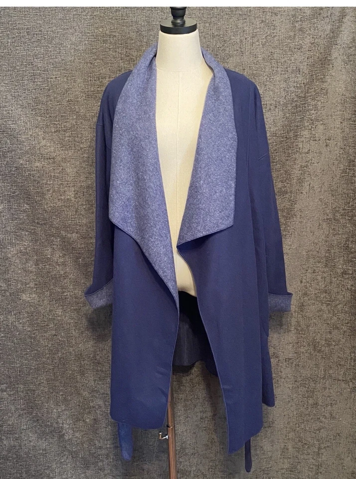 Bata envolvente de lana cálida súper suave Alfani azul almirante talla XL nueva con etiquetas Foto 3 de 4