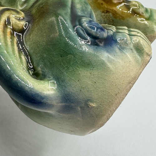 Foo Dog Vintage Figurine Chinese Glazed Blue Green Pottery Ceramics - Picture 9 of 19