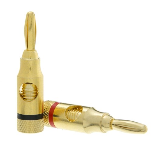Banana Plug for Speaker Cable, Brass, Black and Red, 2 Piece - Picture 2 of 4