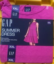 Gap Pink Tiered Summer Sleeveless Sun Dress Jersey w/ Pockets SizeXXL 2X NWT