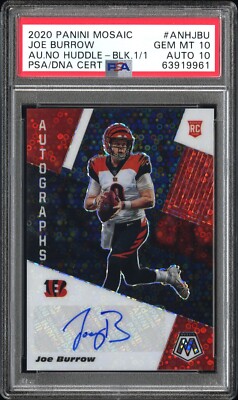 2020 Panini Mosaic Joe Burrow Rookie Black Prizm Auto 1/1