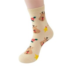 Christmas Socks Unisex Novelty Gift Reindeer Beige UK 5-10.5 Stocking Filler