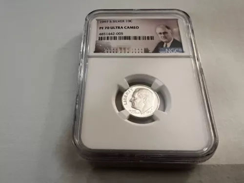 1997-S SILVER ROOSEVELT DIME NGC PF70 ULTRA CAMEO "PORTRAIT LABEL" TOP POP