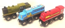 Lot of 3 Maxim Enterprise Wooden Railroad Train Engines 