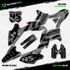 Black & Gray Slick Racing Graphics Kit fits 16-18 Kawasaki KXF450 KX450F  Decal