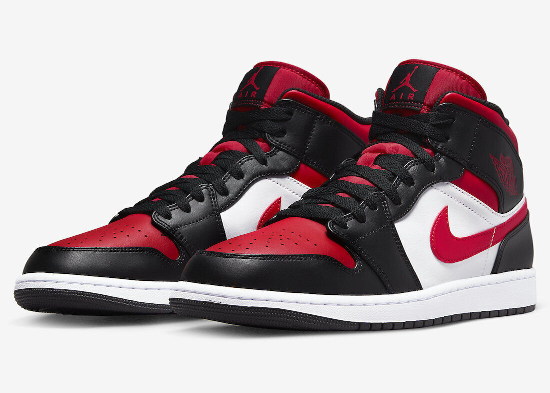 Nike Air Jordan 1 Mid Men's Shoes Sneakers White Black Red Nike Air Jordan 1 Mid Men's Shoes Sneakers White Black Red