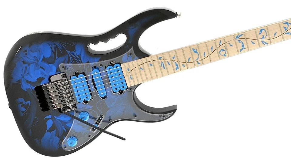 Guitarra Eléctrica Ibanez JEM77P-BFP Modelo Firma Steve Vai Azul Patrón Floral Foto 3 de 4