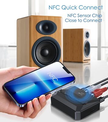 Bluetooth 5.3 Receiver Wireless Adapter AUX RCA Wireless Bluetooth Audio Adapter NFC Speaker Audio