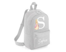 Image of Personalised peter rabbit Flopsy children`s backpack  Rucksack  Grey  Nursery 