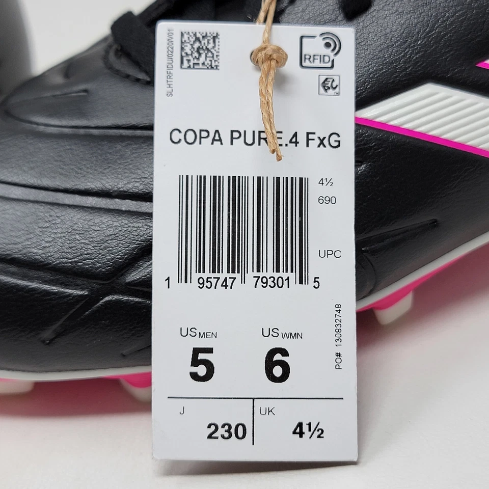 Botines de fútbol Adidas para hombre talla 5 para mujer 6 Copa Pure.4 FxG negro rosa GY9081 nuevos  Foto 4 de 4