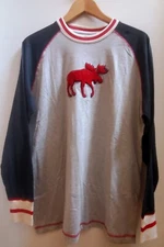 Lazy One Sleep Shirt M Jersey Tee Boucle Moose Canadian Embroidered Gray/Blk/Red