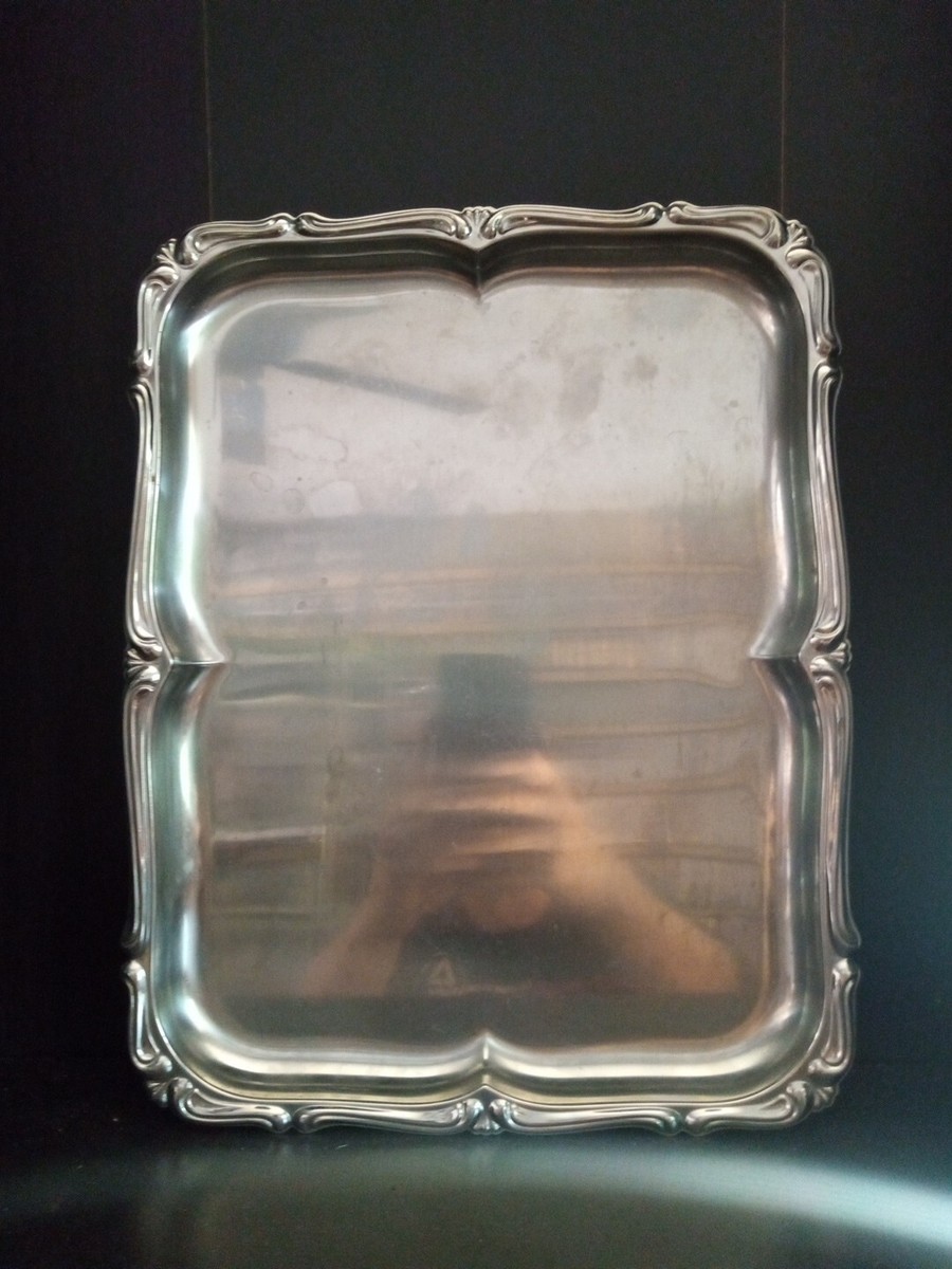 VINTAGE FANCY ALESSI INOX 18/10 STAINLESS STEEL TRAY PLATTER