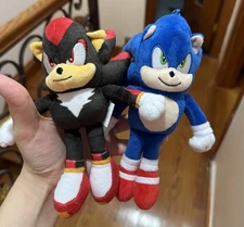 New Sonic the Hedgehog & Shadow Movie 3 Keychain 7" Plush Set