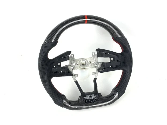 PARA HONDA CIVIC 2016-2021 VOLANTE REAL FIBRA DE CARBONO Y CUERO Foto 3 de 4