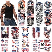 4th of July Tattoos Full Arm Independence Day Fake Tattoo Face FullArmTattoo