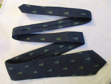 Vintage Mills & Touche, Tucson-Phoenix Silk Necktie, Navy w/ X-Mas Trees England
