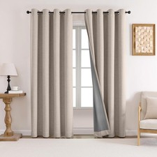 100 Blackout Curtains for Bedroom Linen Curtains 84 Inche Long 2 Panels Set ...