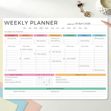 Beautiful Weekly Planner - the Perfect Undated to Do List Notepad with 52 Sheets