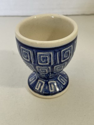 Vintage Ceramic Porcelain Artystyczna Polish Pottery Blue Rose Athena Egg Cup