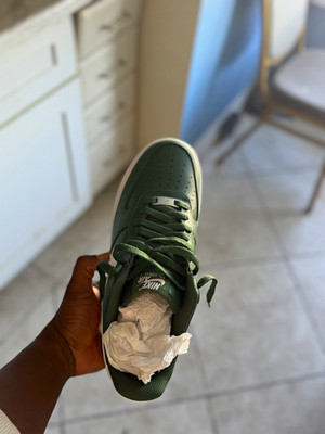 Nike Air Force 1 Low Top Men s Lace-Up Athletic Sneakers Green/White