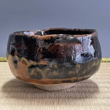 H054 : Japanese Pottery Small Chawan Matcha Tea Bowl Tea Ceremony Sado Vintage
