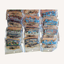 Stackable Beaded Multilayered Bracelets, Multicolor Jewelry 16 sets