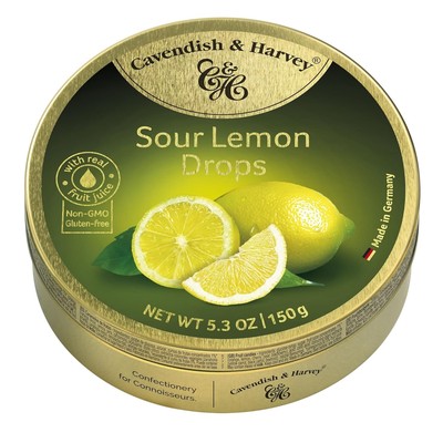 Cavendish & Harvey | Sour Lemon Hard Candy Drops | 5.3 Ounce Tin 