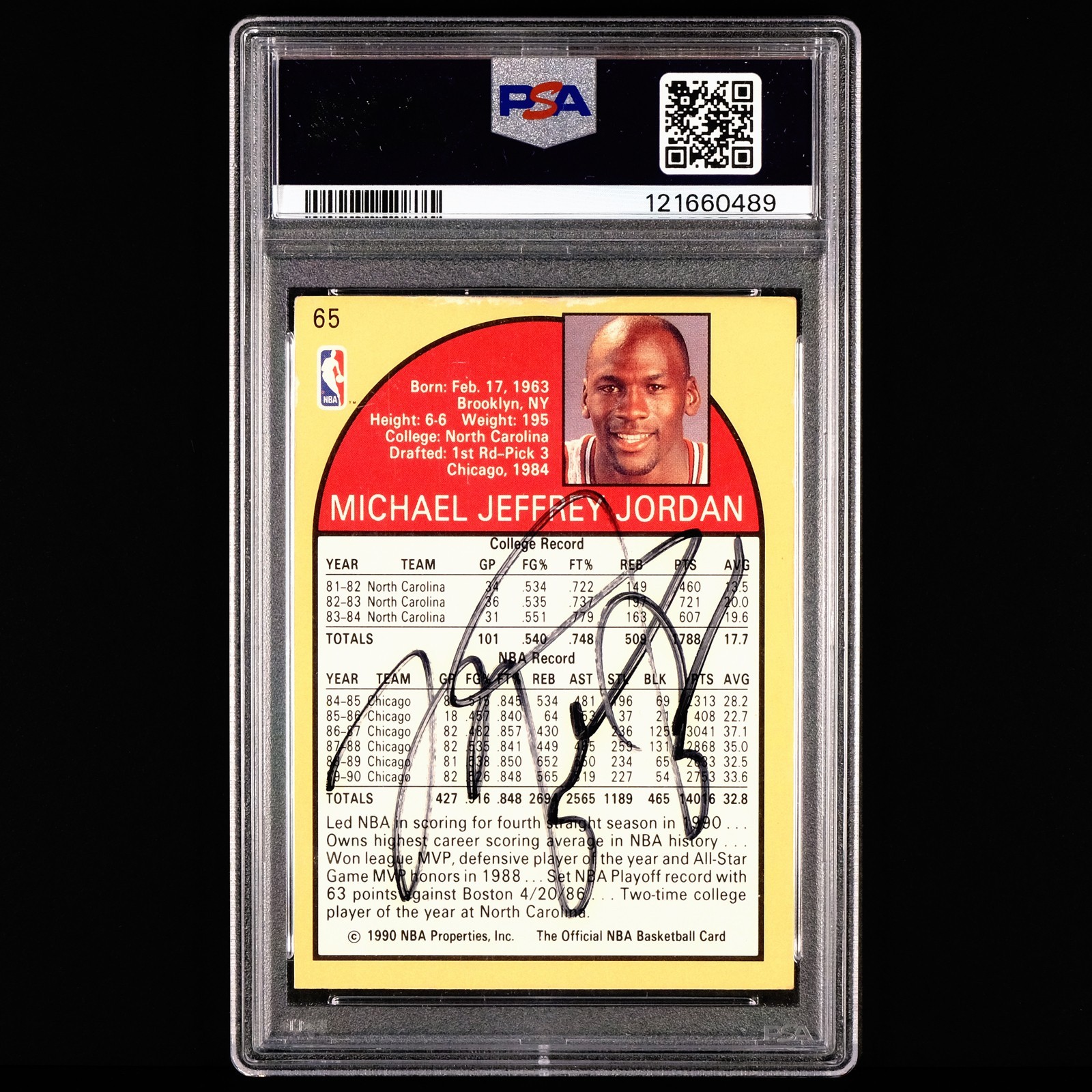 1990 Hoops Basketball 🔥 Michael Jordan #65 On Card Autograph 🔥 PSA AUTO view 2