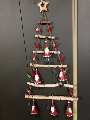 VINTAGE Deko Weihnachtsbaum Handarbeit und Unikat zum Aufhängen an der Wand