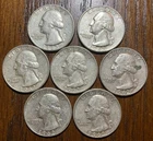 Seven (7) 1962 Washington Quarters - 90% Silver - Low cost shipping