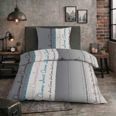 Renforce Bettwäsche 135x200 cm 100% Baumwolle mit RV Sweet Dreams Anthrazit Grau