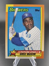 1990 Topps Baseball Rookie Card 57 Greg Vaughn Milwaukee Brewers NMMT Free Ship. rookie card picture