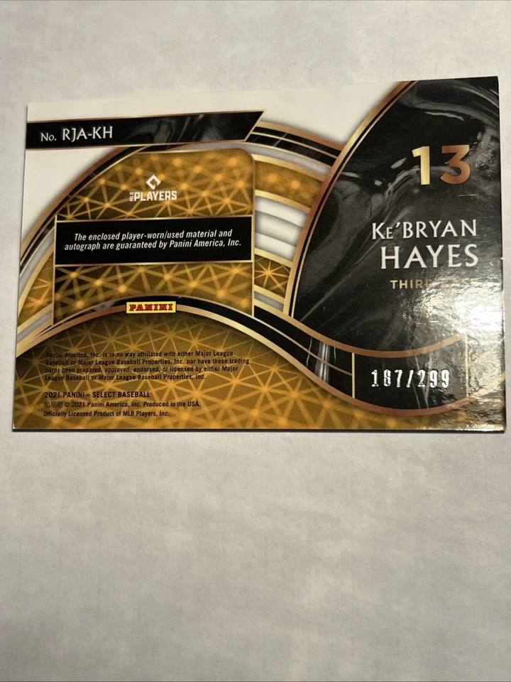 2021 Select Baseball Ke’BRYAN HAYES RC Patch Auto /299 Rookie #RJA-KH (RPA) - Image 3 of 4