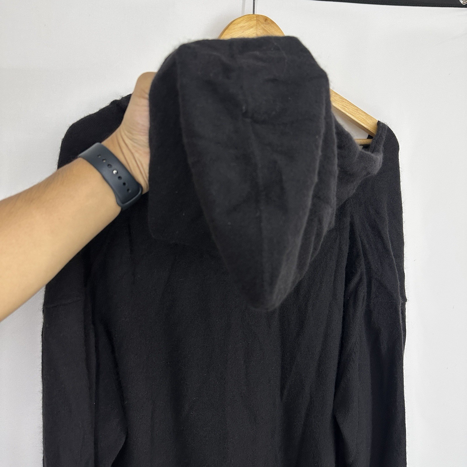 J Jill Cashmere Tunic XL Hoodie Long Sleeve Shirt Soft Quiet Luxury Basic Black