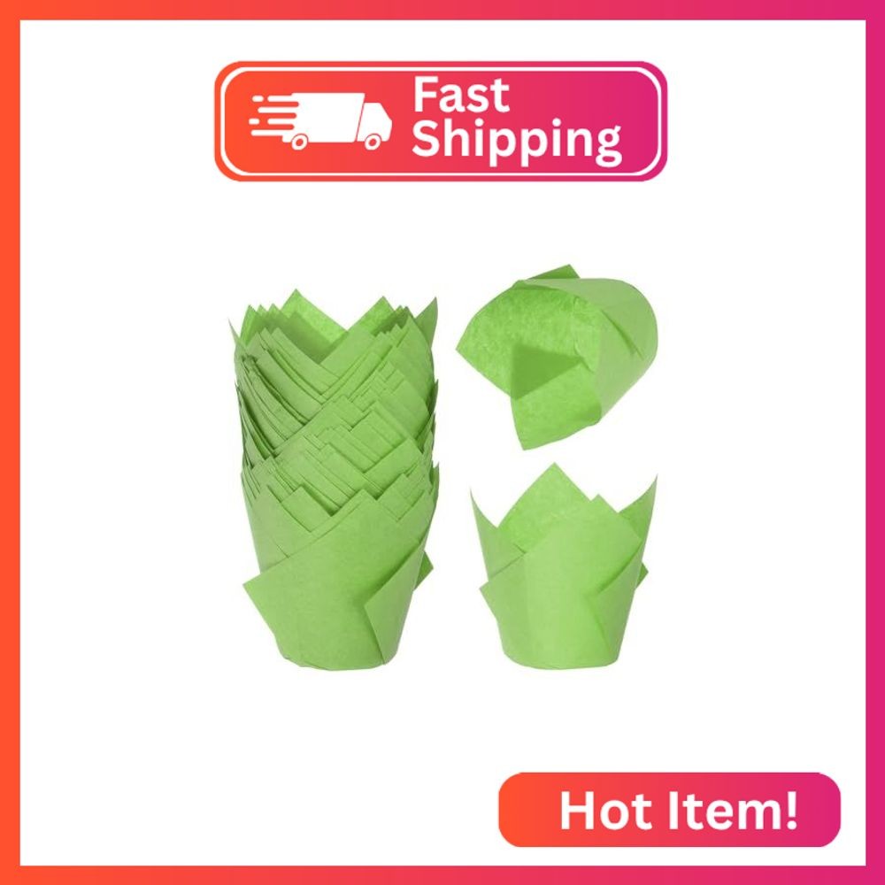 uxcell 50 Pcs Tulip Baking Cups Cupcake Muffins Liners Paper Greaseproof Wrapper