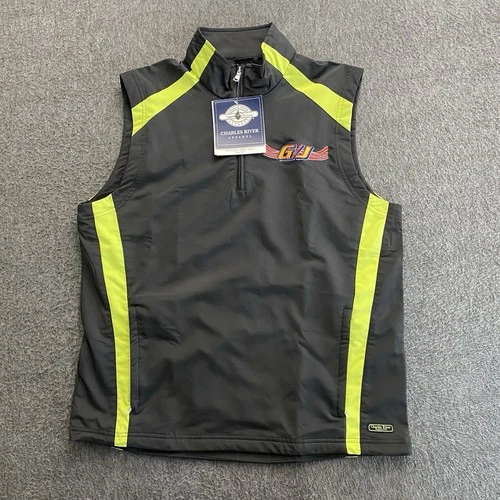 Charles River Apparel Soft Shell Vest Mens Medium Black Lime Logo NEW NWT - product listing photo