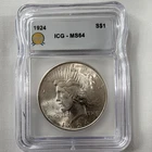 1924 Peace Silver Dollar $1 Silver ICG MS64 Philadelphia Mint