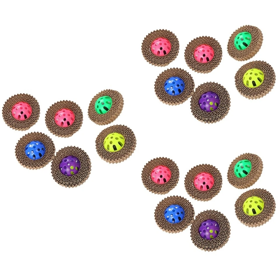  3 Pieces Cardboard Cat Scratcher Bell Small Toy Teething Kitten Toys - Image 2 of 4