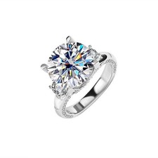 5CT Round D Color Moissanite Engagement Ring Valentine's Day 925 Sterling Silver